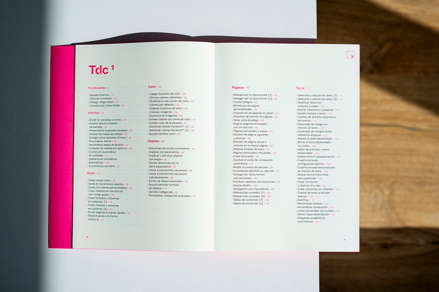 Tabla de contenido de InDesign Lab, libro sobre diseño editorial.